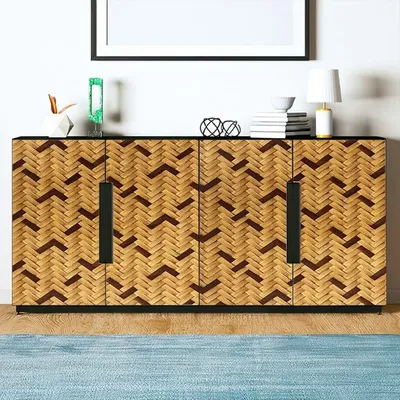 PVC Neue Chinesische Stil Reed Matte Muster Selbstklebende Dekorative Wasserdichte Wand Aufkleber für Wohnzimmer Wand Abnehmbare Tapete Image