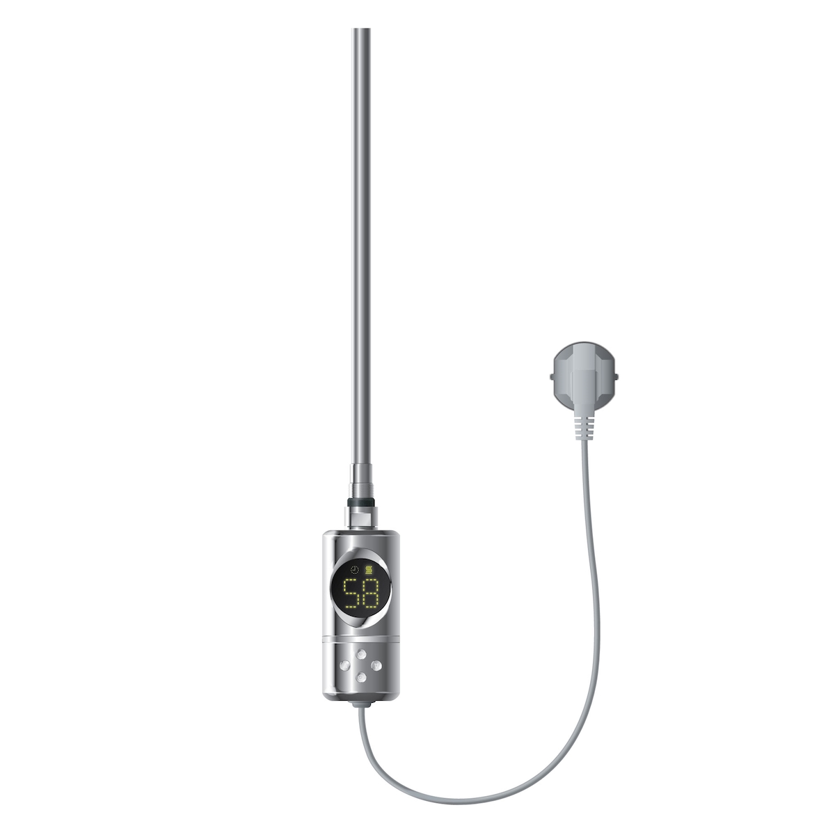 LuxeBath ML-Design Heizstab 600 W Chrom – Elektrischer Heizstab mit LCD-Display, Thermostat & Timer-Funktion, Heizpatrone für Badheizkörper, Heizelement mit Image