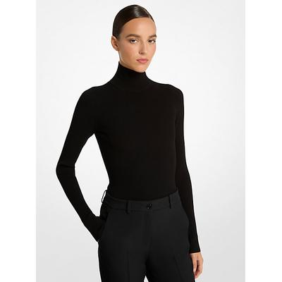 Michael Kors Stretch Viscose Turtleneck Bodysuit Black L