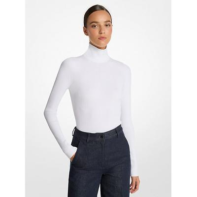 Michael Kors Stretch Viscose Turtleneck Bodysuit White XS