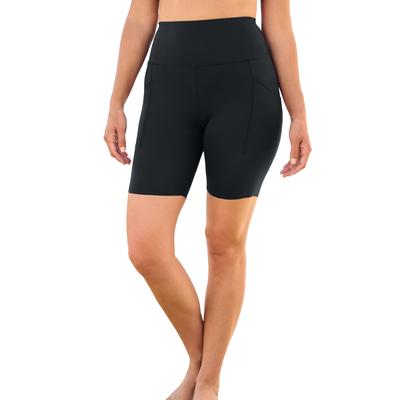 Plus Size Women's High-Waist No-Slip Swim Bike Short by Swim 365 in Black (Size 44)