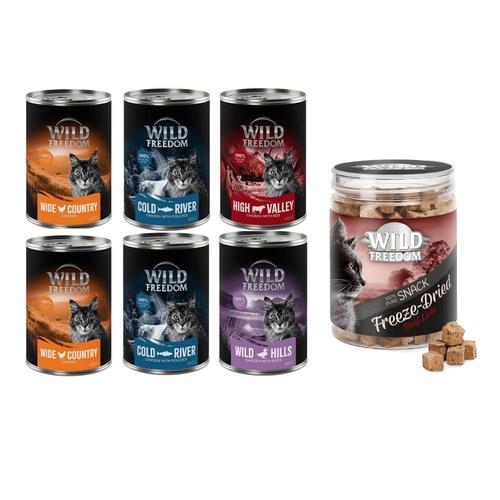 Wild Freedom Kombi-Paket: 24 x 400 g Adult Nassfutter + 3 x 45 g RAW - Mixpaket 2 (Huhn,...