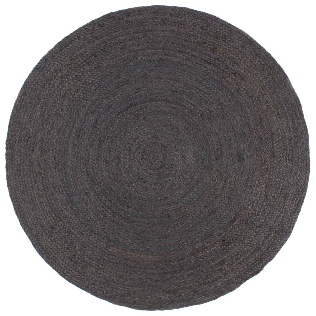 vidaXL Teppich Handgefertigt Jute Rund 240 cm Dunkelgrau Image