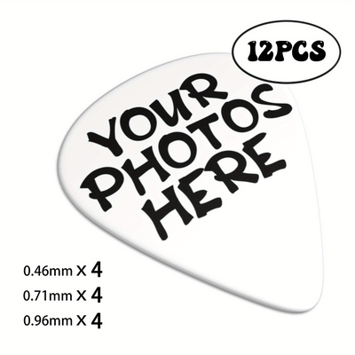 TEMU 12pcs Image Custom Guitar Picks Set 0.46/ 0.71/ 0.96mm Durable For Acoustic Electric Guitar Bass Ukulele