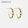 Andywen neue 925 Sterling Silber Gold 19mm große Reifen quadratische Zirkon grün schwarz Piercing Creolen Ohrring Rock Punk großen großen Schmuck