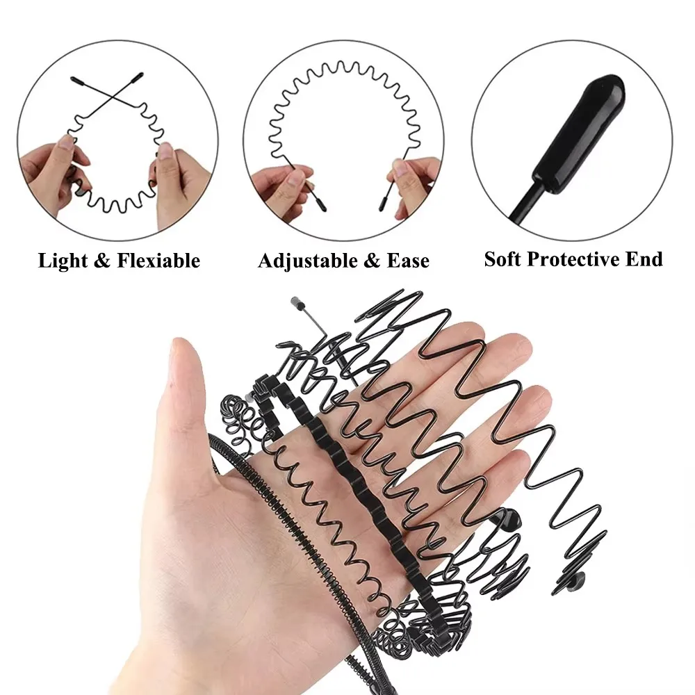 Unsichtbares schwarzes Eisen-Metall-Stirnband für Damen und Herren, Unisex, langes Haar, Sport, Gesicht, Waschen, Welle, Haarband, Haarschmuck-Zubehör Image