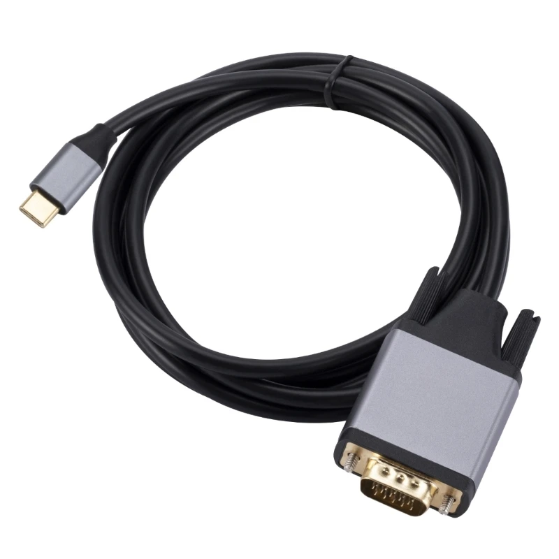 USB-C-zu-VGA-Kabel, hochauflösendes Typ-C-zu-VGA-Konverterkabel, verlängert den Spiegel, Anzeige, Monitore, Bildschirm, kein Treiber erforderlich Image