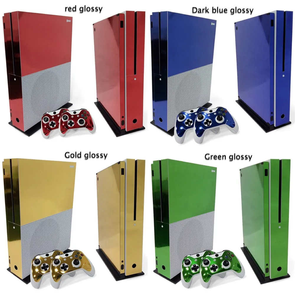 Gold glossy New skins for xbox one s Skin Sticker Decal Vinyl Console and 2 Controllers xbox one slim Skin Sticker