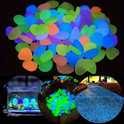 200Pcs Glow in the Dark Garden Pebbles For Sidewalk Garden Terrace Lawn Garden Patio Fish Tank