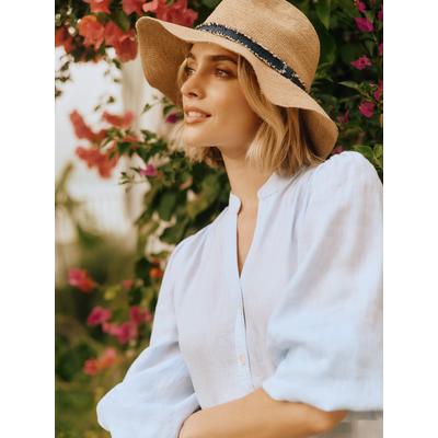 J.McLaughlin Women's Maribel Raffia Hat Natural/Navy
