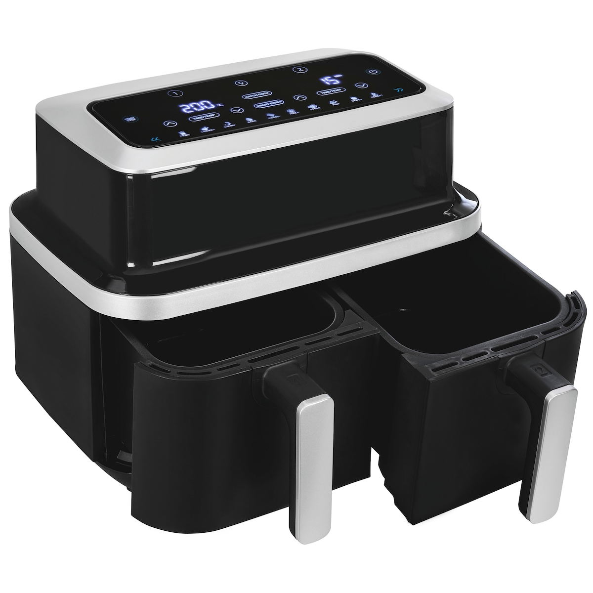 Gutfels AIRFRY5010 Heißluftfritteuse Schwarz-Silber | 2600 W | 8,5 L / 2x 4,2 L Fassungsvermögen | Match Cook | Smart Finish Image