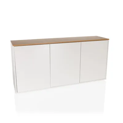 Sideboard KELO S 160x40x76 cm 3 Türen weiß/eiche hjh LIVING Image