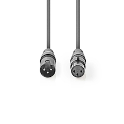 Nedis Balanced Audio-Kabel - XLR 3-Pin Stecker - XLR 3-Pin Buchse - Vernickelt - 5.00 m - Rund - PVC - Dunkelgrau - Kartonhülle Image