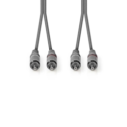 Nedis Stereo-Audiokabel - 2x RCA Stecker - 2x RCA Stecker - Vernickelt - 1.50 m - Rund - Dunkelgrau - Kartonhülle Image