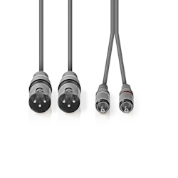 Nedis Balanced Audio-Kabel - 2x XLR 3-Pin Stecker - 2x RCA Stecker - Vernickelt - 3.00 m - Rund - PVC - Dunkelgrau - Kartonhülle Image