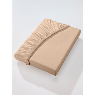 Betttuch ESTELLA Gr. 3, braun (caramel), B:180-200cm L:200cm, Mako-Jersey, 100% Baumwolle, Laken Image