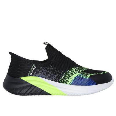 Skechers Boy's Slip-ins: Ultra Flex 3.0 - Vector Brisk Sneaker | Size 4.0 | Black/Lime | Textile/Synthetic