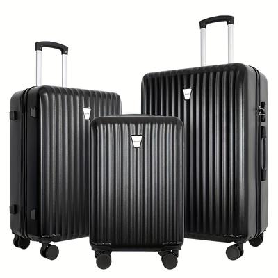 TEMU 3pcs Hardshell Suitcase Set With U-shaped Travel Pillow Set, Professional & Family Luggage With & Double Spinner Wheels, Large Capacity Lightweight Cases For Business & Vacation