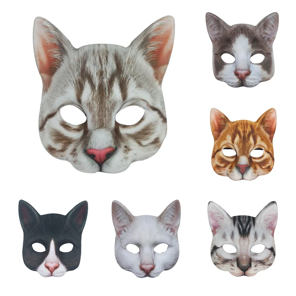 1pc Halloween Neuheit Maske Kostüm Party Latex Katze Tier Maske Halb gesichts maske Erwachsene Kinder Halloween Rollenspiel 3D Tier Katze Maske Image