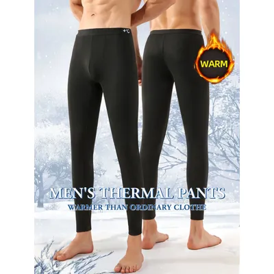 Herren-Thermounterwäsche, Fleece-Leggings, hohe Dehnbarkeit, weiche Höschen, schmale Passform, einfarbig, Freizeitsport, weiche Herbsthosen, Kleidung Image