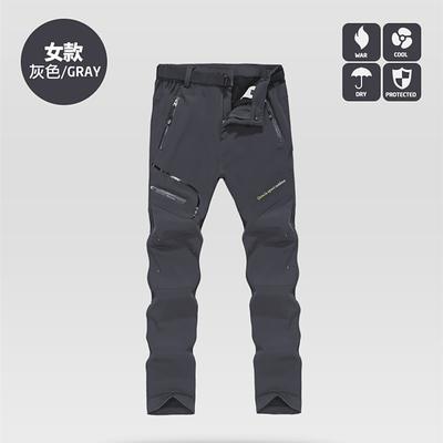 women's outdoor windproof waterproof hiking mountain ski snow pants, soft shell fleece lined trousers#0926f-blue,us m