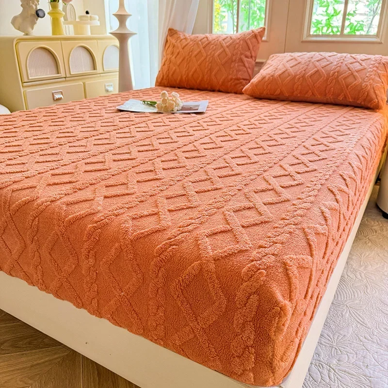 Flanell-Fleece-Bettlaken für den Winter, warm, Sabanas Cama, häufiges Korallen-Fleece, flauschige Spannbettlaken für Doppelbettlaken, 1 Stück Image