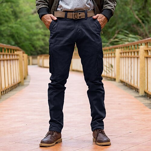 Herren Cargohose Cargohosen Cargohose Hose Hosen Freizeithose Multi Pocket Gerade geschnitten Glatt Komfort Weich In voller Länge Outdoor Täglich Campen und Wandern Modisch Strassenmode Schwarz Image