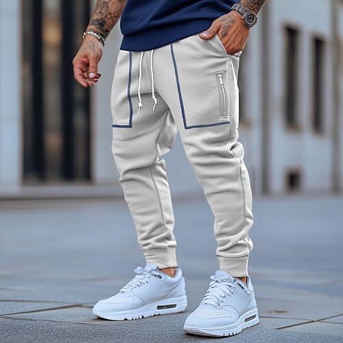 Herren Jogginghose Trainingshose Jogginghose Jogger Hose Hosen Tasche Glatt Weich Draussen In voller Länge Casual Täglich Wochenende Sport Modisch Schwarz Marineblau Mikro-elastisch Image