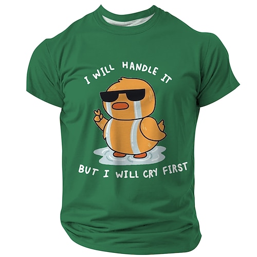 Herren Lustig Ente T Shirt Kurzarm T-Shirt 3D-Druck Rundhalsausschnitt Hemd Mode Athleisure Straße Sport im Freien Täglich Schwarz Blau Grün Sommer Frühling Bekleidung S M L XL XXL XXXL Image