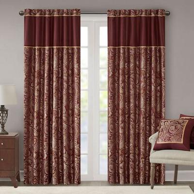Aubrey Wide Tailored Curtain Pair Merlot, 100 x 84, Merlot