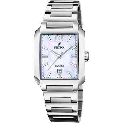 Quarzuhr FESTINA "On The Square", silber (silberfarben, silberfarben), Armbanduhren, Damen, Armbanduhr, Damenuhr, Edelstahlarmband, Datum Image