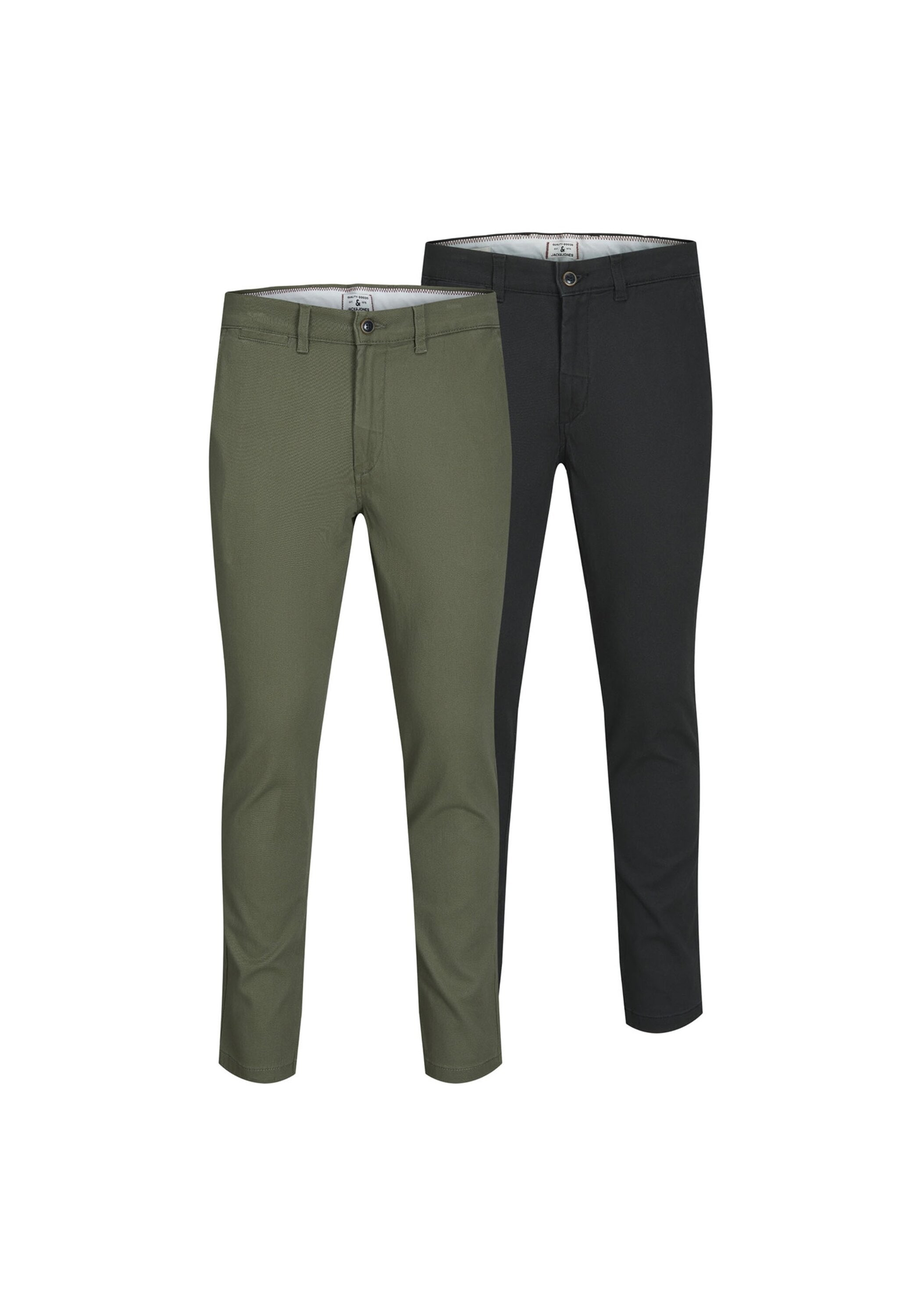 Skinny-fit-Jeans JACK & JONES "Jeans Rovic Zip 3d Regular Tapered", Herren, Gr. 33, N-Gr, schwarz (schwarz, grün), Obermaterial: 98% Baumwolle CO. 2% Elasthan EL., Jeans