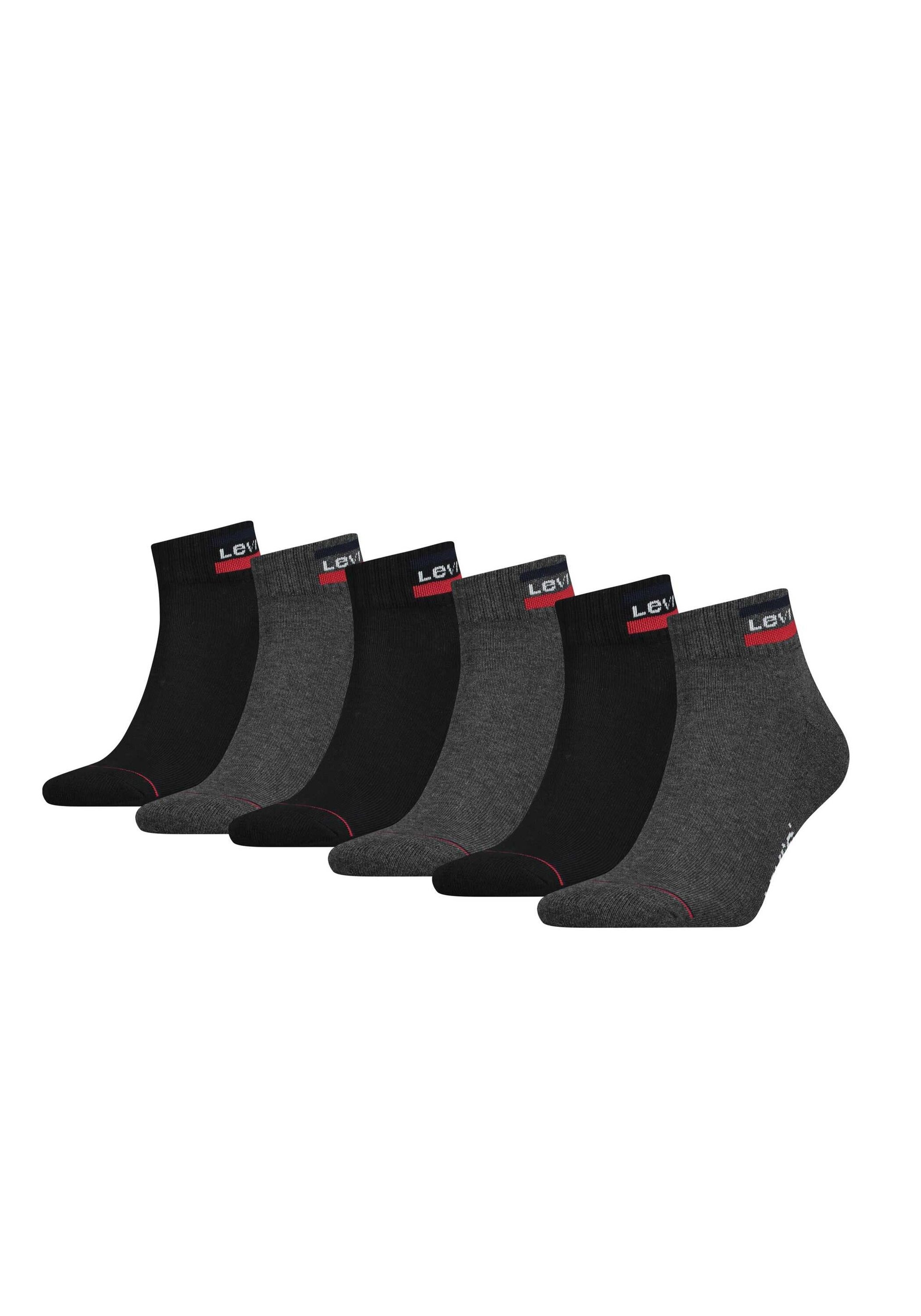Kurzsocken LEVI'S "Socken 6er Pack", Herren, Gr. 39-42, schwarz (schwarz, grau), Obermaterial: 83% Baumwolle CO. 15% Polyamid PA. 2% Elasthan EL., Socken