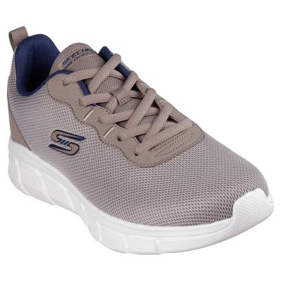 Sneaker SKECHERS "Bobs Sport™ B Flex – Chill Edge", Herren, Gr. 41, grau (taupe), Mesh, Lederimitat, sportlich, Schuhe, Chunky Sneaker, Schnürschuhe in veganer Verarbeitung