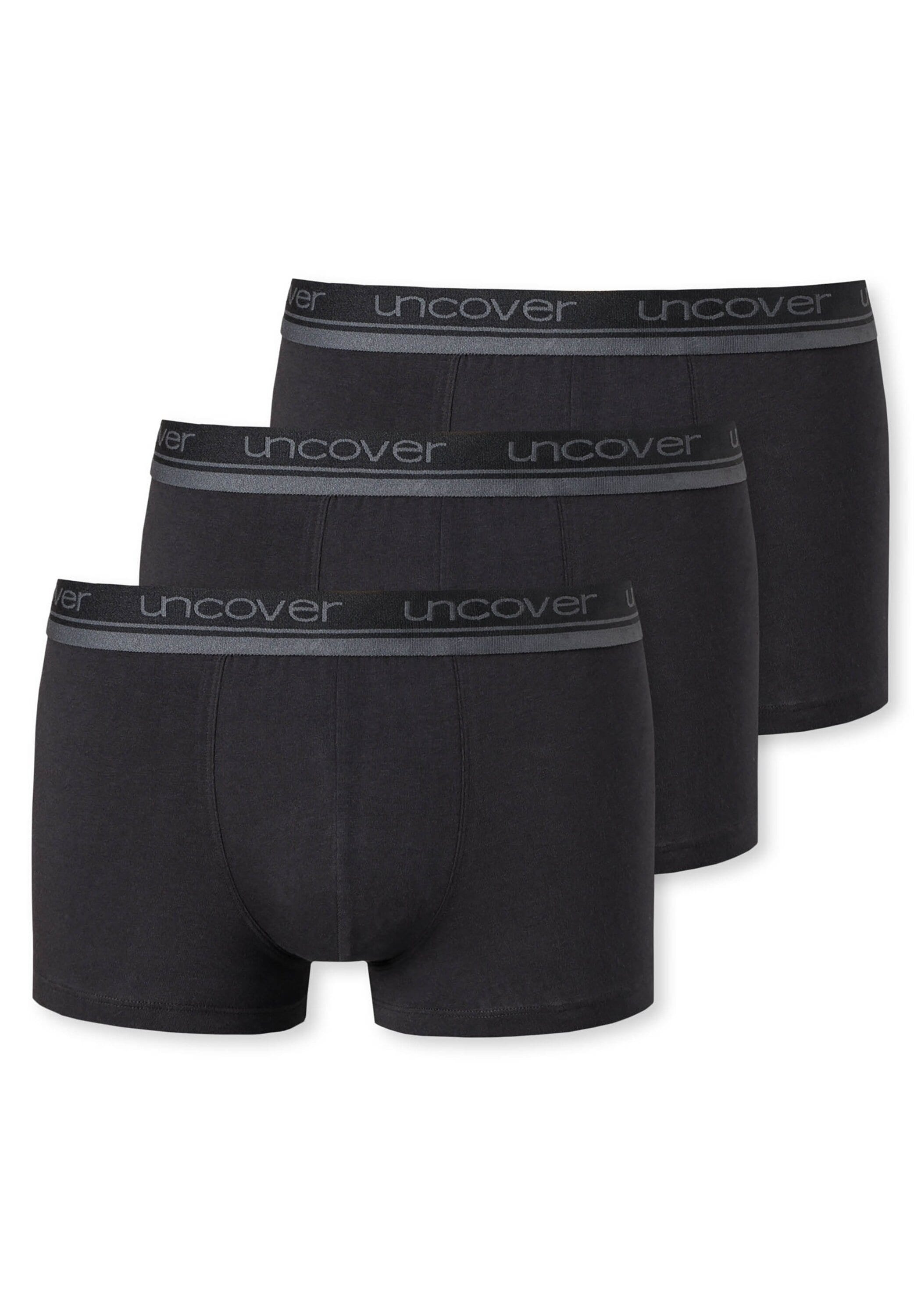 Boxershorts UNCOVER BY SCHIESSER "Boxershort 3er Pack", Herren, Gr. M, schwarz, Obermaterial: 95% Baumwolle CO. 5% Elasthan EL., Unterhosen