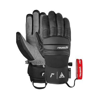 Skihandschuhe REUSCH "Marco Schwarz", Damen, Gr. 9, schwarz-weiß (schwarz, weiß), 60% Polyester, 40% Ziegenleder, mehrfarbig, sportlich, Handschuhe, mit winddichter und atmungsaktiver Eigenschaft Image