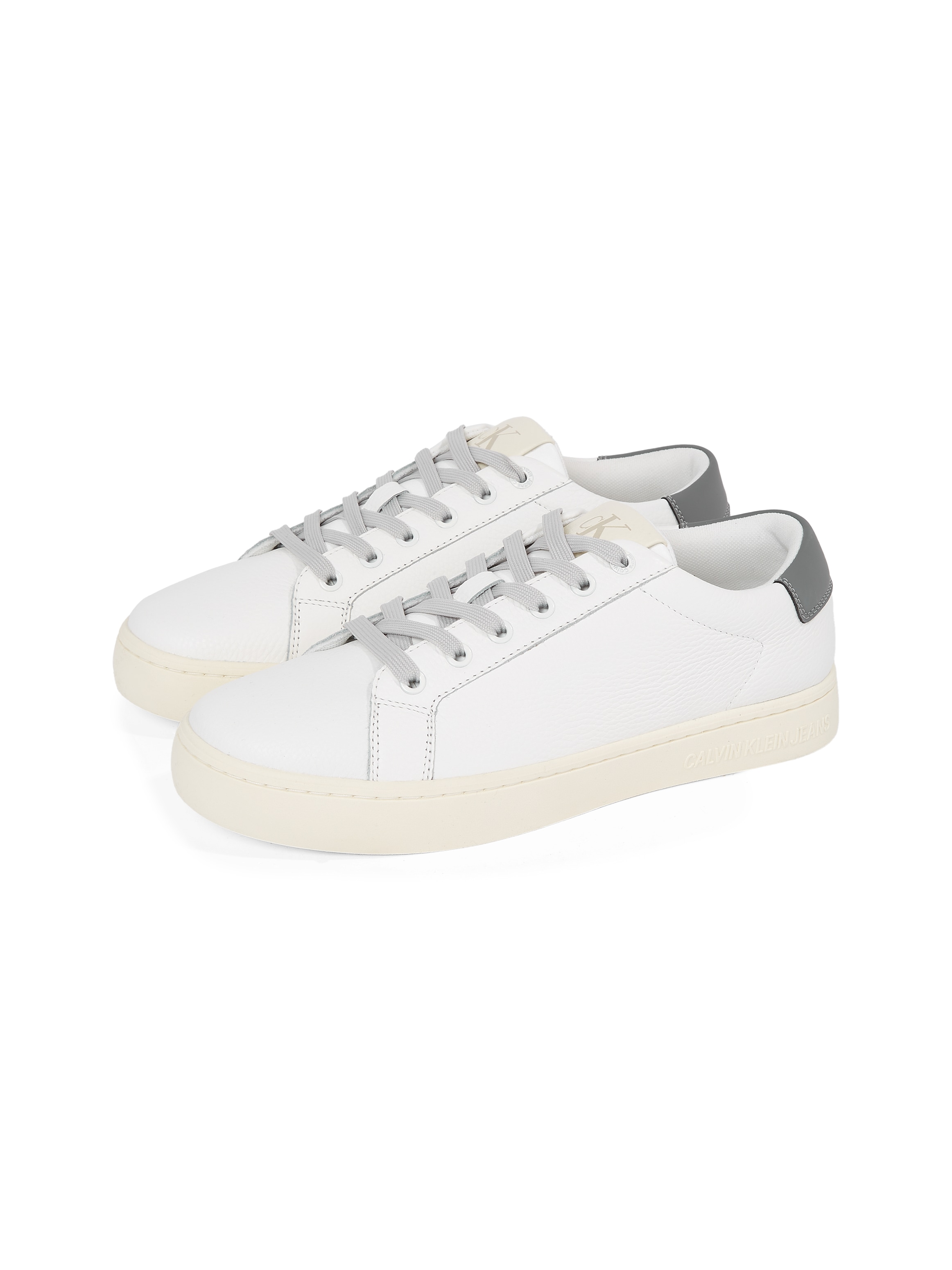 Sneaker CALVIN KLEIN JEANS "CLASSIC CUPSOLE LOW OHB", Herren, Gr. 44, weiß, Leder, Lederimitat, Schuhe Sneaker, Freizeitschuh, Halbschuh, Schnürschuh in klassischer Optik