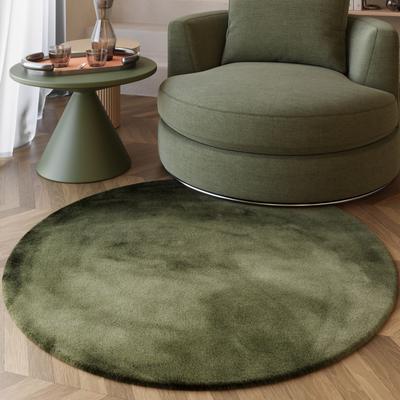 Hochflor-Teppich ESPRIT "Alice ESP-4377 Kunstfell", grün, H:25mm Ø:200cm, Kunstfaser, Teppiche, Kaninchenfell-Haptik, besonders weich und dicht, für alle Räume Image