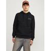 Kapuzensweatshirt JACK & JONES "JJECORP LOGO SWEAT HOOD NOOS", Herren, Gr. M, schwarz (schwarz detail:small print, schwarz), angeraute Sweatware, Obermaterial: 70% Baumwolle, 30% Polyester, bedruckt, modisch, regular fit taillenbedeckt, ohne...