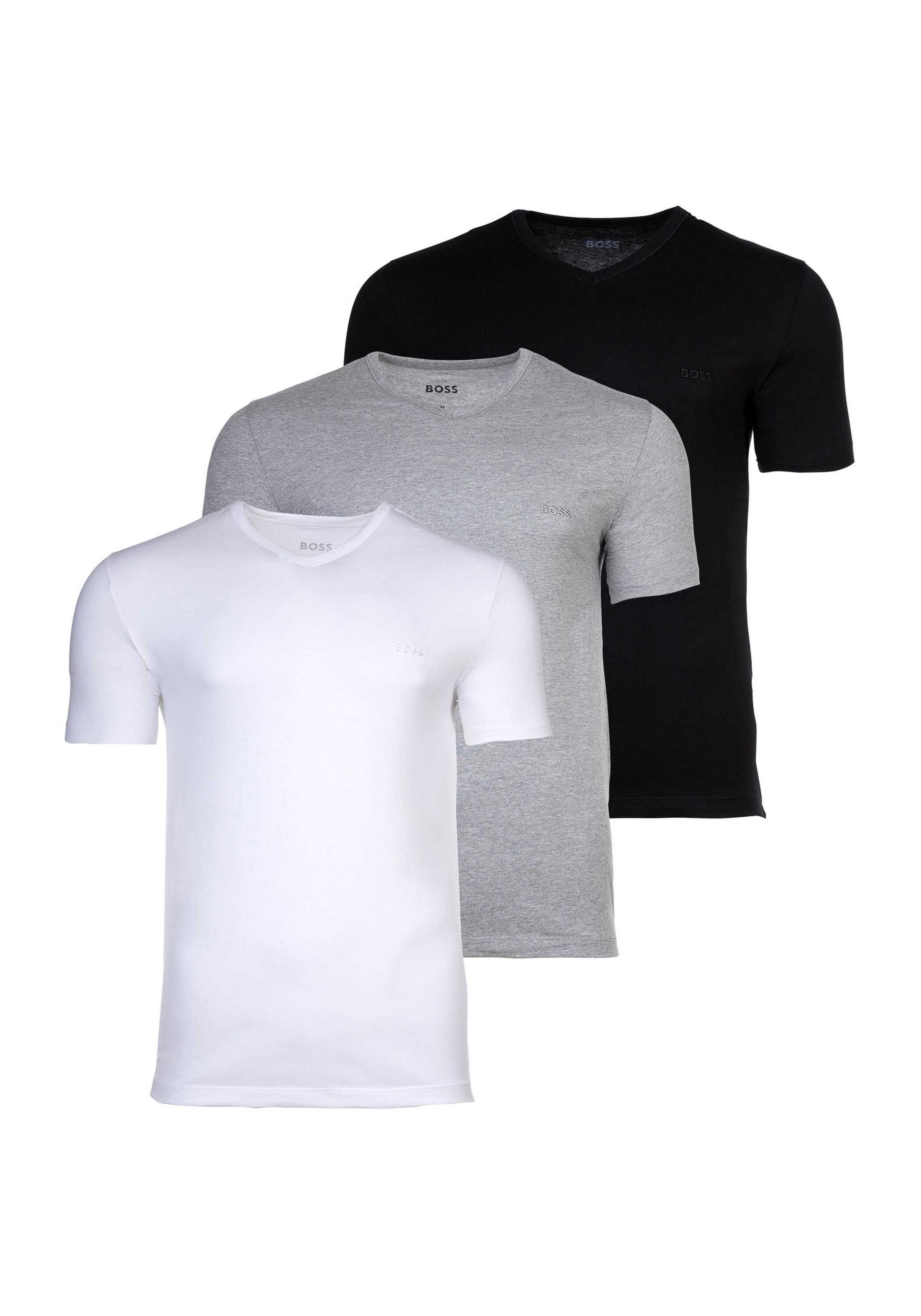 T-Shirt BOSS "T-Shirt T-ShirtVN 3P Classic 3er Pack", Herren, Gr. S, bunt (weiß, grau, schwarz), Obermaterial: 100% Baumwolle CO., Shirts T-Shirt