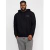 Kapuzensweatshirt "JJECORP LOGO SWEAT HOOD NOOS PLS", Herren, Gr. 4XL, schwarz (schwarz detail:small print, schwarz), angeraute Sweatware, Obermaterial: 70% Baumwolle, 30% Polyester, JACK & JONES PLUSSIZE, bedruckt, modisch, regular fit...