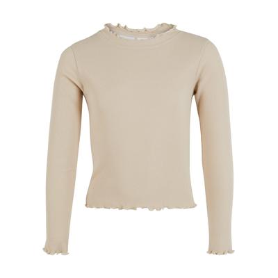 Longsleeve URBAN CLASSICS "Urban Classics Damen Girls Short Rib Longsleeve", Mädchen, Gr. 146/152, beige (softseagrass), 97% Baumwolle, 3% Elasthan, unifarben, klassisch, slim fit, Rundhals, Langarm, Shirts Image