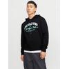 Kapuzensweatshirt JACK & JONES "JJELOGO SWEAT HOOD 2 COL 24/25 NOOS", Herren, Gr. S, schwarz (schwarz ink), angeraute Sweatware, Obermaterial: 70% Baumwolle, 30% Polyester, bedruckt, modisch, regular fit taillenbedeckt, ohne Ausschnitt, Langarm...