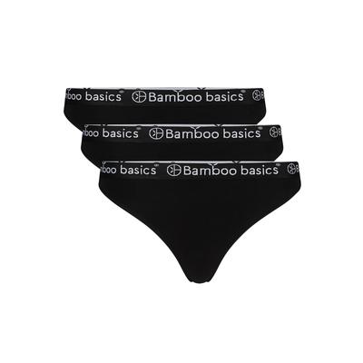 String BAMBOO BASICS "String EMMA 3er Pack", Damen, Gr. XL, schwarz, Obermaterial: 68% Viskose CV. 28% Baumwolle CO. 4% Elasthan EL., Unterhosen Image