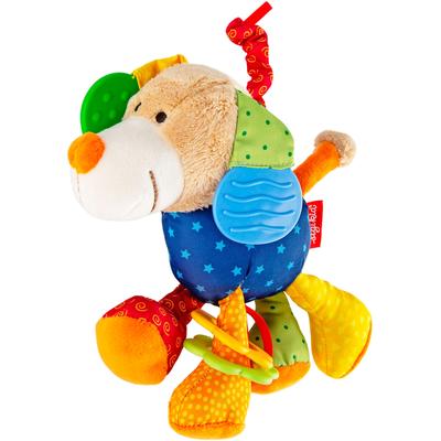 Kuscheltier SIGIKID "Hund", bunt, Plüschfiguren, KinderH:20cm, Polyester, mit Beißring, Knistergeräusch und Vibrationsrassel, H:20cm