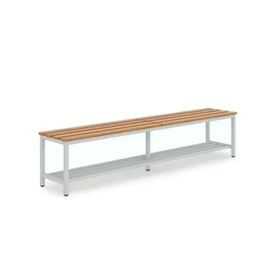 CEHA Garderoben- und Umkleidebank 150 cm Breite mit Holzleisten und Schuhrost Gestell lichtgrau (RAL7035) Image