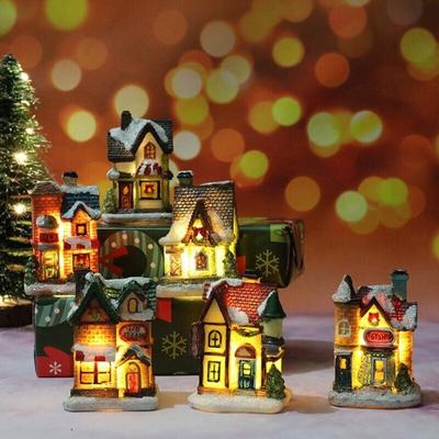Leuchtende Weihnachtsdorf-Dekoration, 5-teilige Miniatur-Dorf-Innen-Weihnachtsdekoration, Image