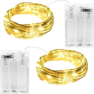 Led Lichterkette Batterie, 2x 5M 50LED Silberdraht Lichterketten Akku mit Timer Wasserdicht Fairy Image