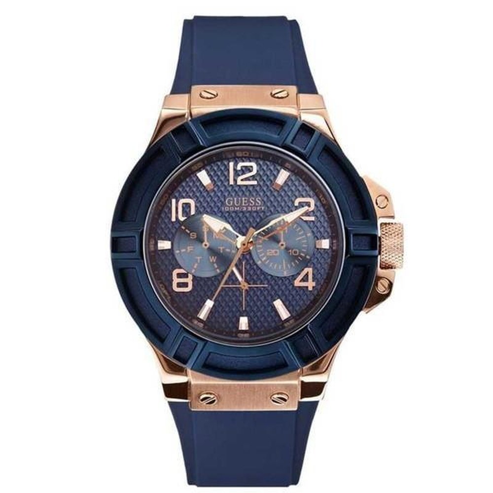 Guess W0247G3 Blue Silicone Mens Watch - Navy - One Size | Guess Sale | Discount Designer Brands