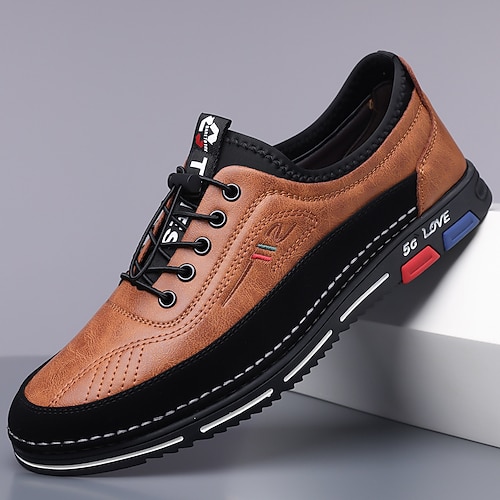 Stilvolle braune Freizeitschuhe aus Kunstleder für Herren mit schwarzem Kontrastdetail, bequemer Passform und strapazierfähiger Sohle, ideal für den Alltag und elegante Freizeitanlässe Image